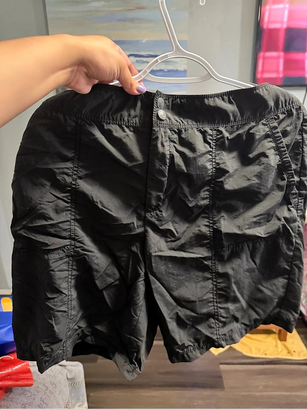 Eddie Bauer Black Nylon Cargo Shorts Size 14